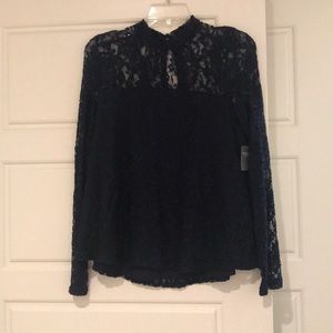 A&F Navy Blue Lace Blouse